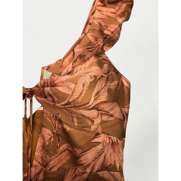 Significant Other Soller Pleated Cutout Botanical Print Ruffle V Neck Maxi Dress - Picture 5 of 13